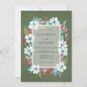 Krimson Olivenblüten-Hochzeit Einladung
