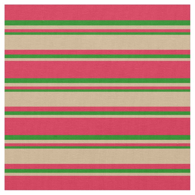 Krimson, Tan und grünes Muster Stoff (Nahaufnahme)