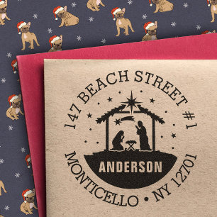 Krippe Baby Jesus Christus Rücksendeadresse Gummistempel