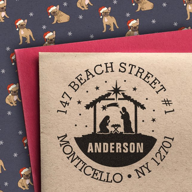 Krippe Baby Jesus Christus Rücksendeadresse Gummistempel (Von Creator hochgeladen)