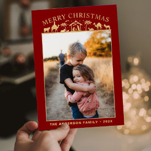 Krippe Baby Jesus Christus Urlaub Gold Foil Folien Feiertagskarte