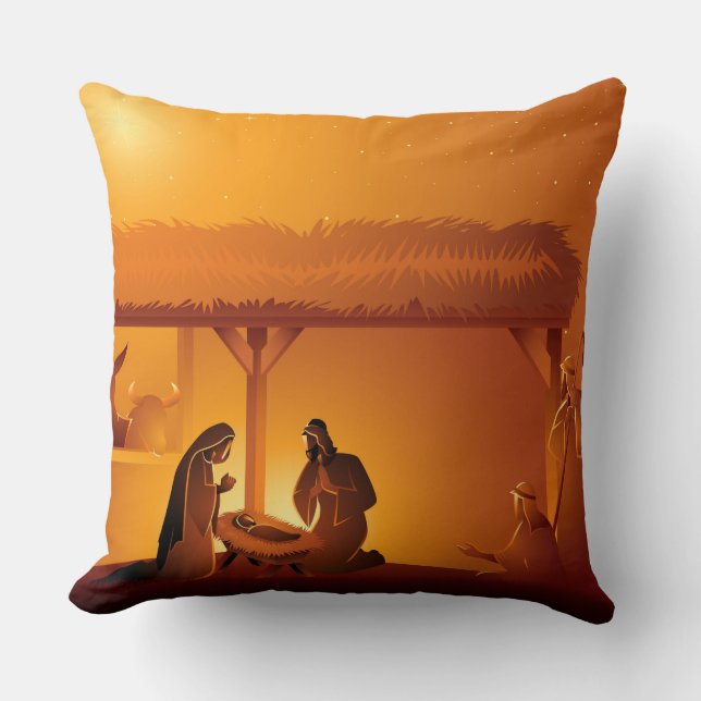 Krippe Baby Jesus Mary Joseph Weihnachten Kissen (Vorderseite)