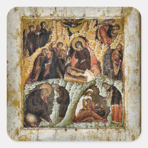Krippe Byzantinisch-orthodoxe Christliches Symbol Quadratischer Aufkleber