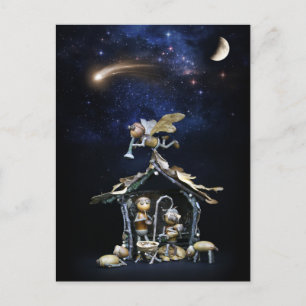 Krippe der Acorn-Elfen - Weihnachtskarte Postkarte