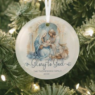 Krippe der Wasserfarbe Ruhm zu Gott Weihnachten Ornament Aus Glas