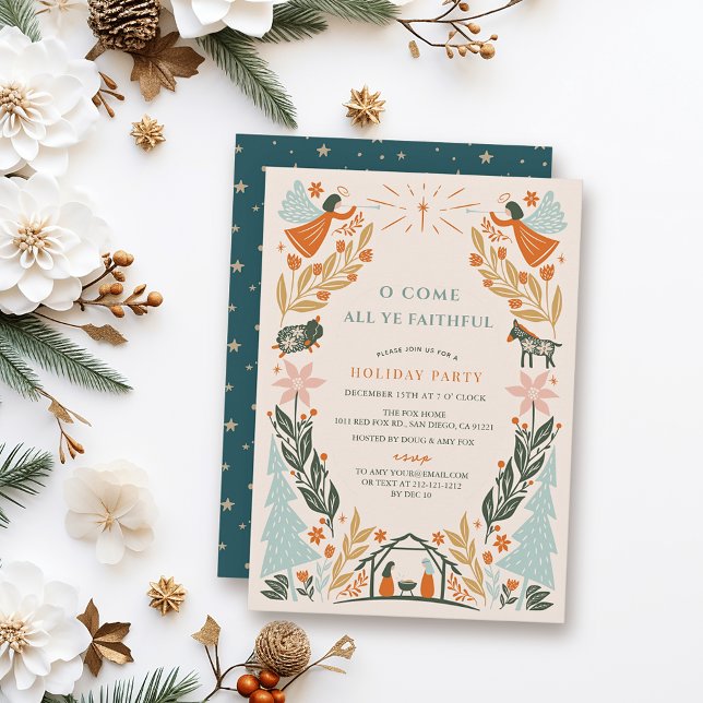 Krippe Engel Religiöse Weihnachtsfeier Einladung (Von Creator hochgeladen)