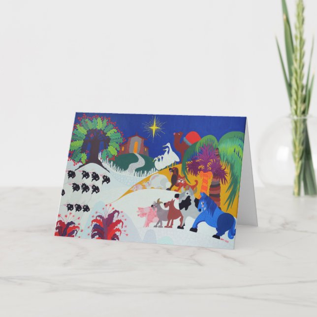 Krippe Feiertagskarte (Vorderseite)