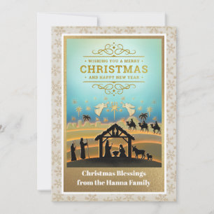 Krippe "Frohe Weihnachten und Glück im neuen Jahr"