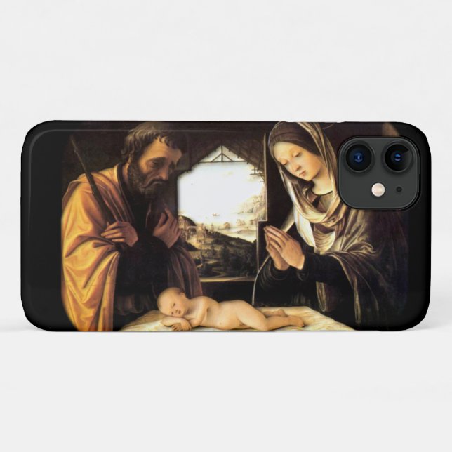 Krippe für Weihnachten - Heilige Familie, Costa Case-Mate iPhone Hülle (Rückseite (Horizontal))