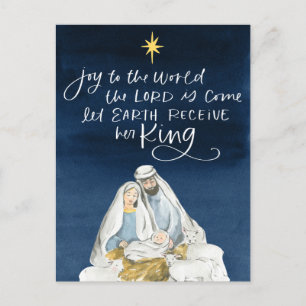 Krippe Joy Watercolor Religiöse Weihnachten Postkarte