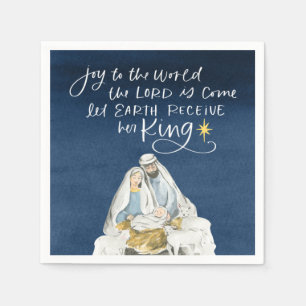 Krippe Joy Watercolor Religiöse Weihnachten Serviette
