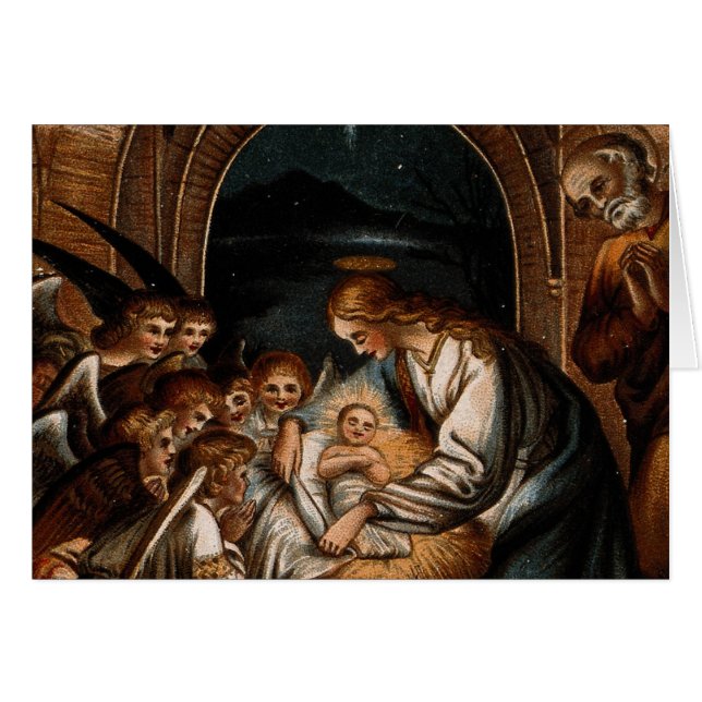 Krippe Jungfrau Mary Baby Jesus Angels Crib (Vorderseite (Horizontal))