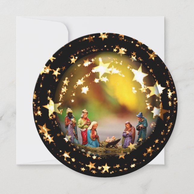Krippe Jungfrau Mary Jesus Weihnachtsstars Feiertagskarte (Vorderseite)