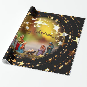Krippe Jungfrau Mary Jesus Weihnachtsstars Geschenkpapier