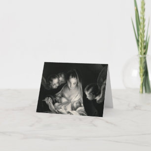Krippe Krippe Jungfrau Mary Baby Jesus Angels Feiertagskarte
