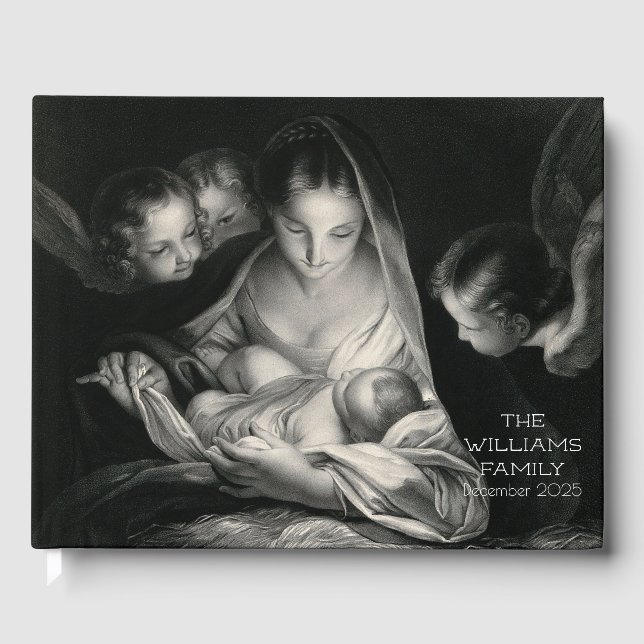 Krippe Krippe Jungfrau Mary Baby Jesus Angels Gästebuch (Vorderseite)