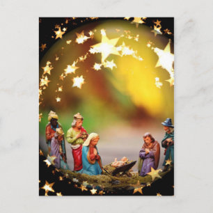 Krippe Krippe Jungfrau Mary Säugling Jesus Stars Postkarte