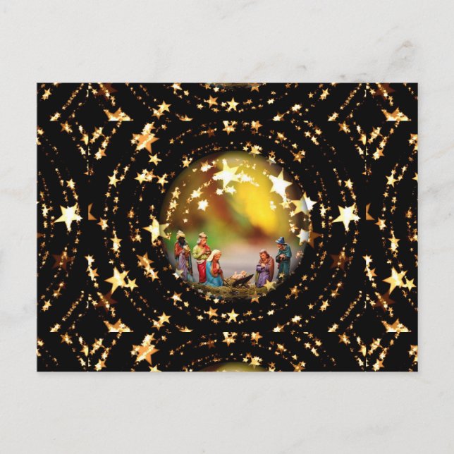 Krippe Krippe Jungfrau Mary Säugling Jesus Stars Postkarte (Vorderseite)