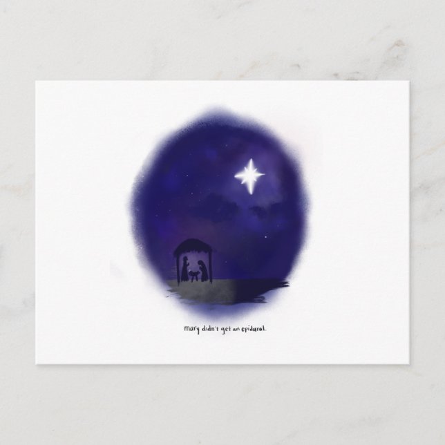 Krippe / Maria bekam kein Epidural Postkarte (Vorderseite)