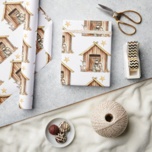 Krippe Mary Joseph Baby Jesus Stabile Weihnachten Geschenkpapier