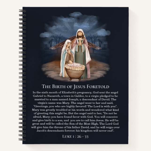 Krippe - Mary, Joseph & Newborn Baby Jesus Notizbuch (Vorderseite)