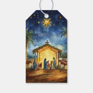 Krippe mit Hirten und Star Geschenkanhänger