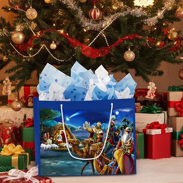 Krippe mit klugen Männern Weihnachtsfeiertag Große Geschenktüte (Von Creator hochgeladen)