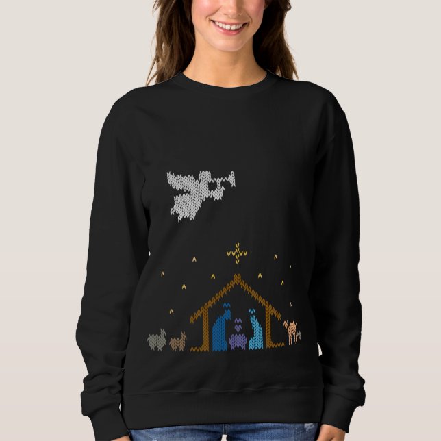 Krippe Nativity Ugly Christmas Sweater Christlich Sweatshirt (Vorderseite)