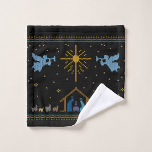 Krippe Nativity Ugly Christmas Sweater Christlich Waschlappen