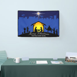 Krippe Scene Blue Star Weihnachten Banner