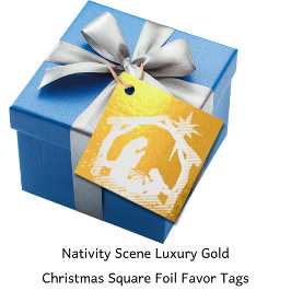 Krippe Szene Luxury Gold Weihnachtsplatz Geschenkanhänger