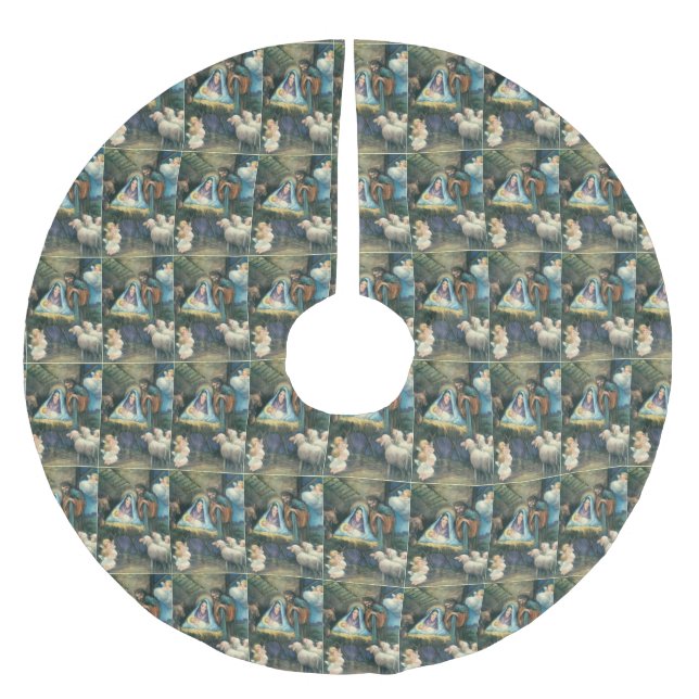 Krippe Szene Vintage Weihnachtsbaumrock Polyester Weihnachtsbaumdecke (Vorderseite)