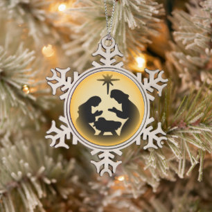 Krippen-Schneeflocken-Ornament Schneeflocken Zinn-Ornament