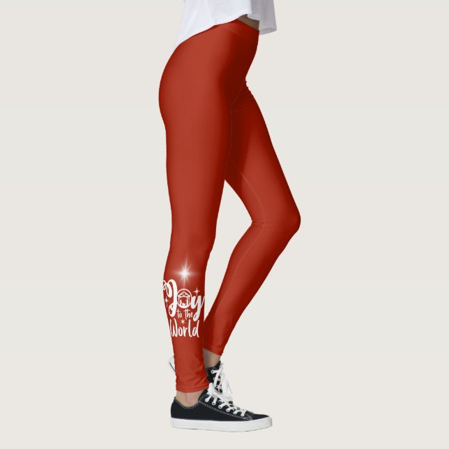 Krippenfreude in der Welt Rot und Weiß Leggings (Rechts)