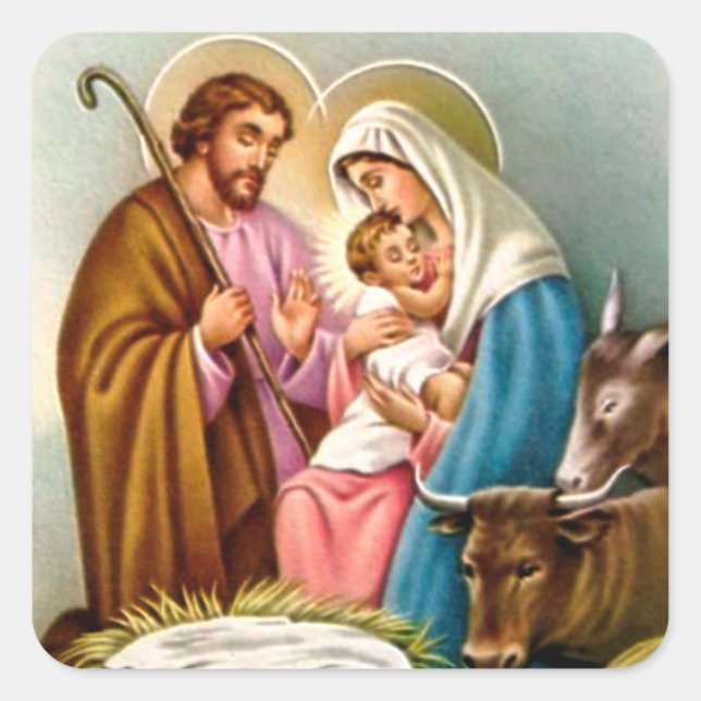 Krippengeschenke für Weihnachten Quadratischer Aufkleber (Vorderseite)