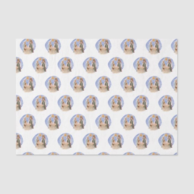 Krippenlandschaft Mary Joseph Jesus Pattern Weihna Seidenpapier (Vorderseite)