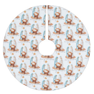 Krippenmuster Script Frohe Weihnachten Polyester Weihnachtsbaumdecke