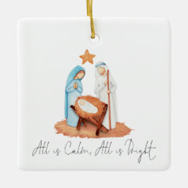 Krippenschrift Alles ist ruhig Weihnachten Keramikornament