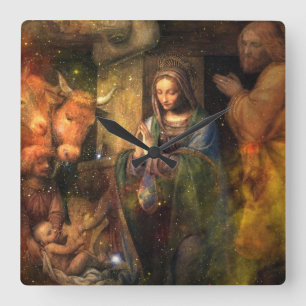 Krippenuhr Quadratische Wanduhr