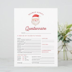 KRIS Christmas Secret Santa Questionnaire Card Feiertagskarte