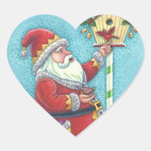 KRIS KRINGLE & CARDINALS WEIHNACHTEN SANTA AUFKLEB Herz-Aufkleber