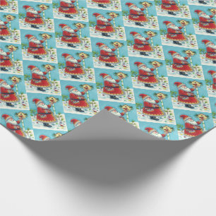 KRIS KRINGLE FÜTTERND REDBIRDS, CHRISTMAS BIRDHOUS GESCHENKPAPIER