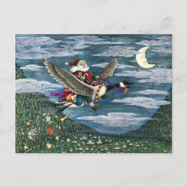 KRIS KRINGLE UND TOYS AUF KANADISCHEN GOOSE CHRIST POSTKARTE (Vorderseite)