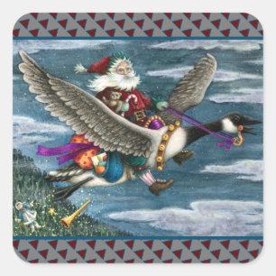 KRIS KRINGLE UND TOYS AUF KANADISCHEN GOOSE CHRIST QUADRATISCHER AUFKLEBER