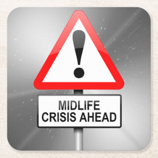 Krisenwarnung für Midlife Rechteckiger Pappuntersetzer