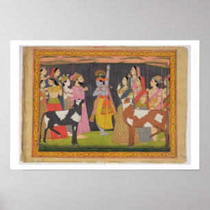 Krishna anhebender Berg Govardhana, vom 'Bhagav Poster