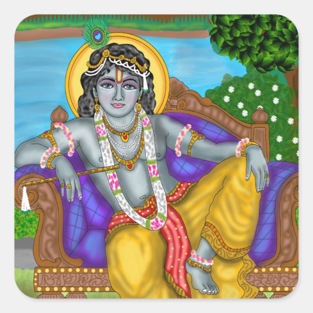 Krishna-Aufkleber Quadratischer Aufkleber (Vorderseite)