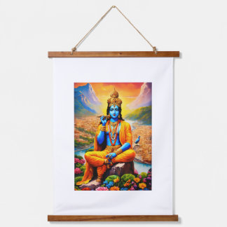 Krishna-Bild Wandteppich Mit Holzrahmen