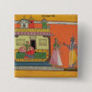 Krishna, das in Radhas Haus, Illustration Franc Button