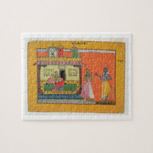 Krishna, das in Radhas Haus, Illustration Franc Puzzle